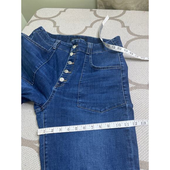 Veronica Beard Arya Straight High Rise button fly bright blue jeans, size 32/14 - Picture 13 of 15